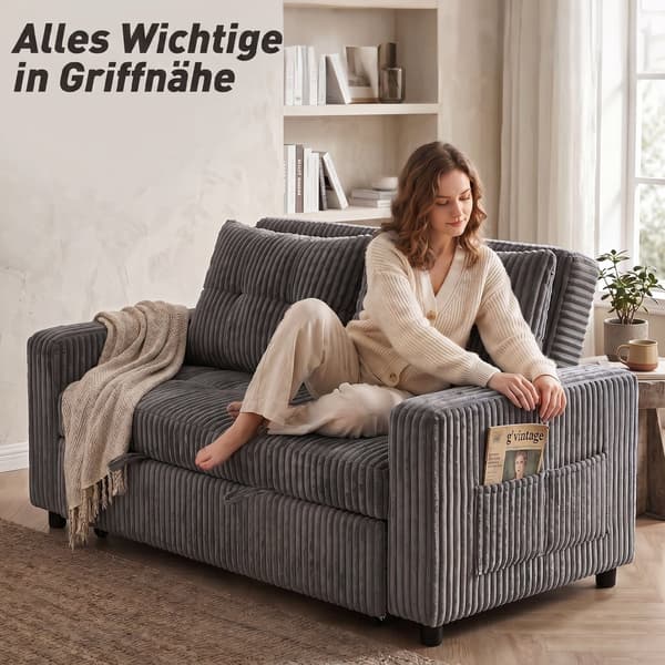 Soffa Säng 2-sits 157x190 cm mörkgrå