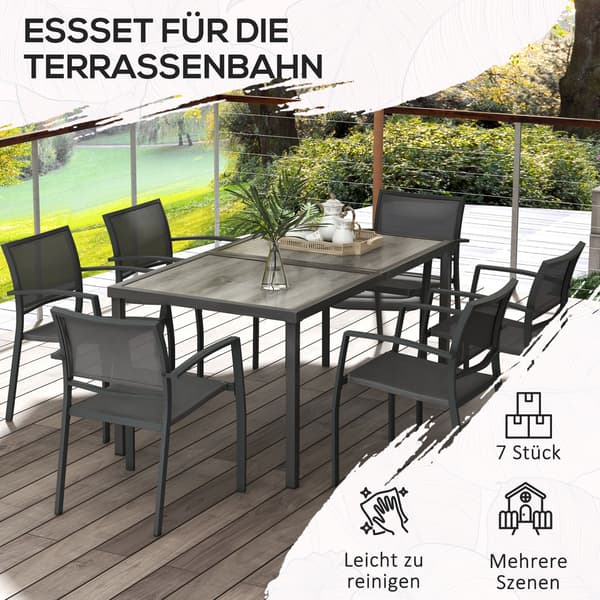Trädgårdsmöbelset 150x87x72 cm Grå Stål