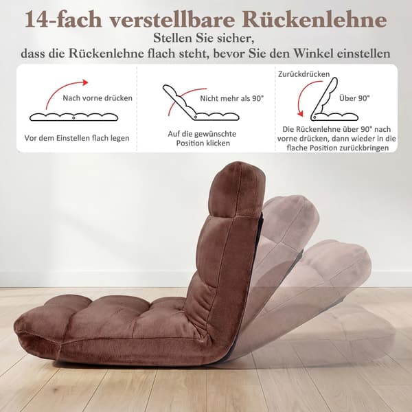Sammenklappelig gulvstol 60x54x57 cm brun