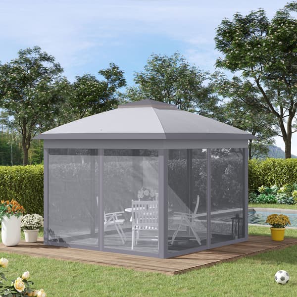 Havepavillon, 330x330x288 cm, Grå