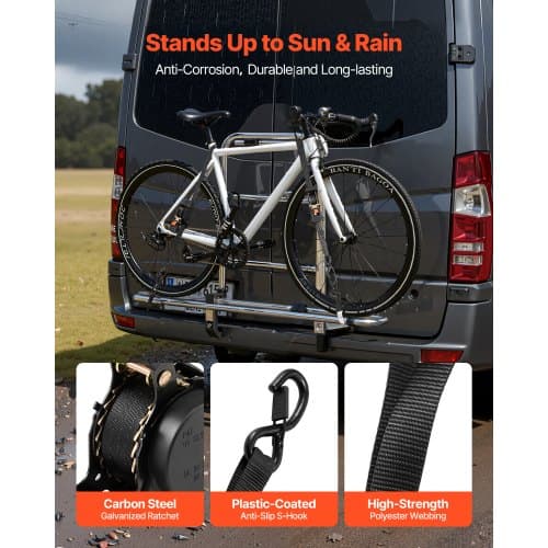Spännremmar, 25,4x487,7 cm, 4-pack, Svart, Polyester