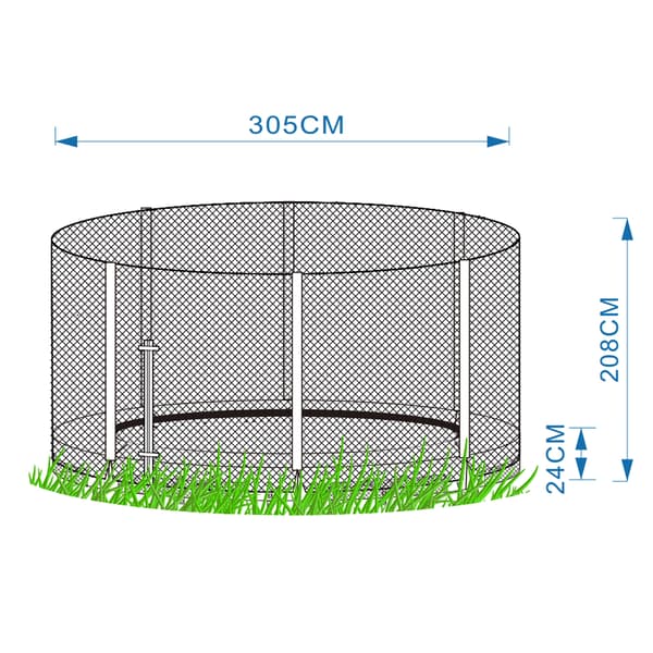Trampolinesikring 305 cm, 208x305 cm, Sort