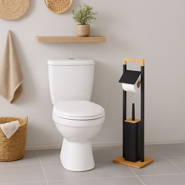 WC-setti, 76,5x28x18 cm, vaaleanruskea/musta, bambu, Kodustaar