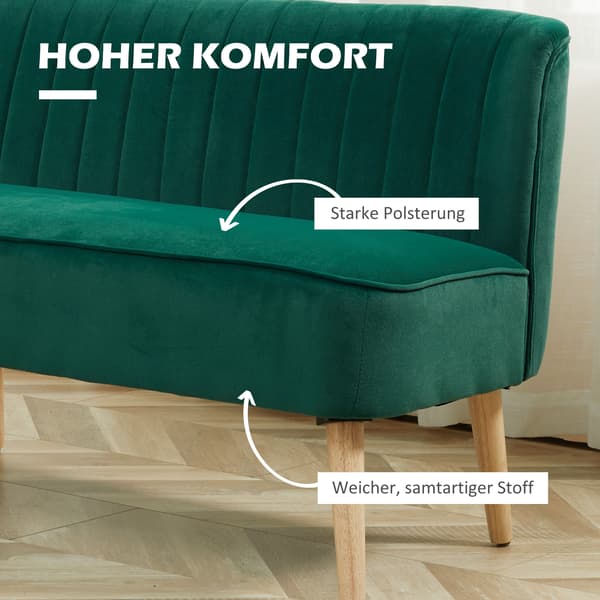 Sofa, 117x56,5x77 cm, Mørkegrøn, Træ