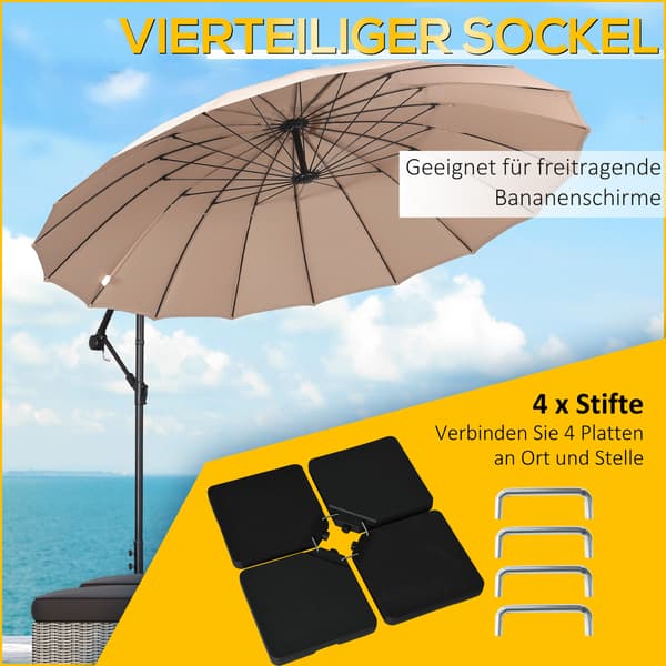 Parasolfod sæt 100x100x6,8 cm Sort HDPE plastik