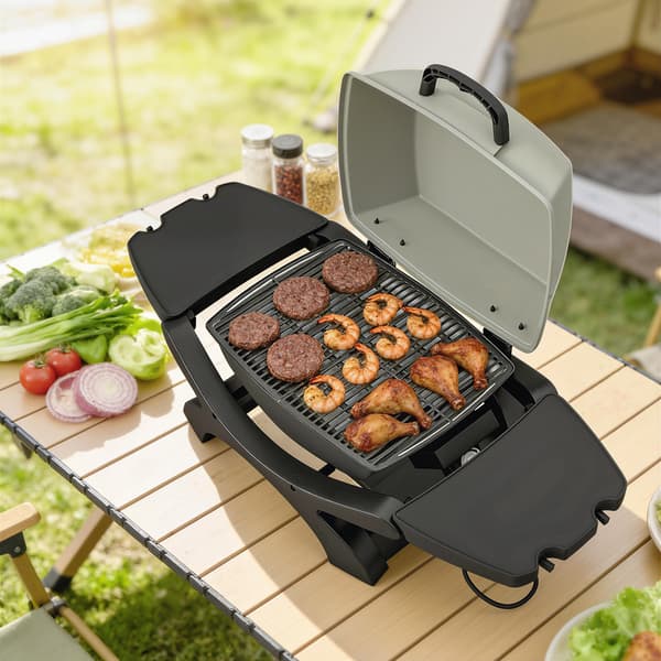 Bordgrill 23x71 cm Sort Støbejern