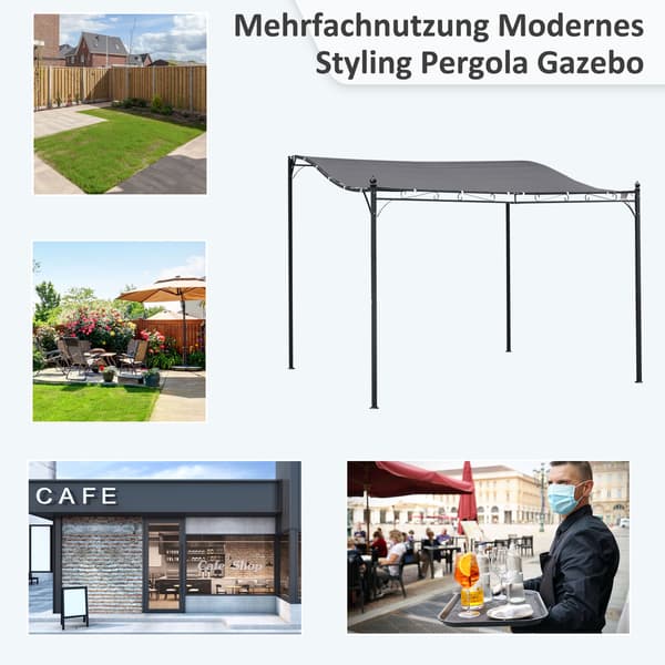 Pergola, 297x297 cm, harmaa, metalli