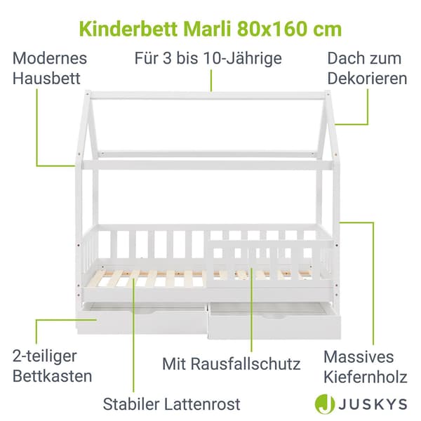 Børneseng Marli med sengeskuffe 80x160 cm hvid
