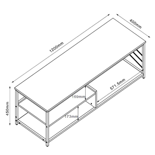 TV-bord DIMITRA 120x40x45 cm Sort