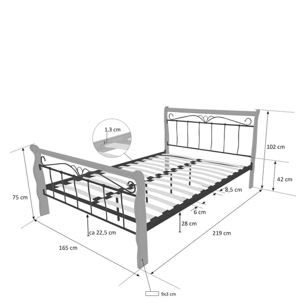 Sengeramme, Home, 165x214x103 cm, Sortbrun