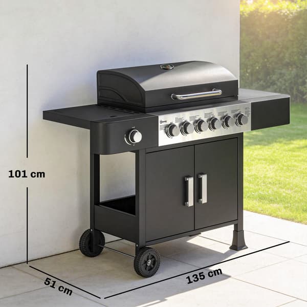 Gasgrill 135x51x101 cm Sort Rustfrit Stål