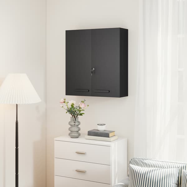 Medicinskab 55x18x60 cm Sort Stål
