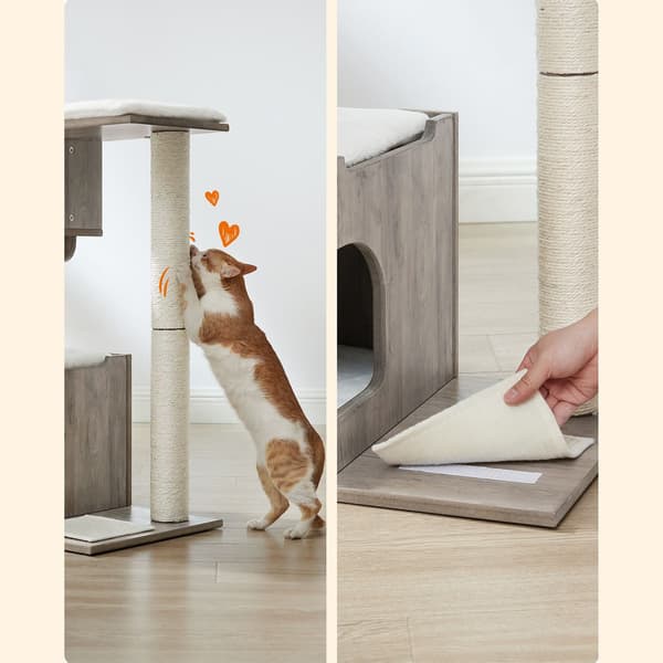 Kattträd 66x42x88 cm gråbeige melerad
