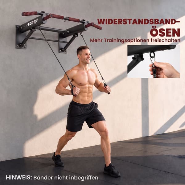 Foldbar Pull-up Bar med Skridsikre Greb, Vægmontering, Max 120 kg, 98 x 65 x 31 cm, Sort