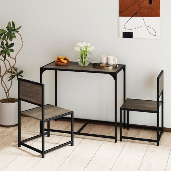 Matbordset, 3 delar, 90x47x76 cm, grå, metallram , Star