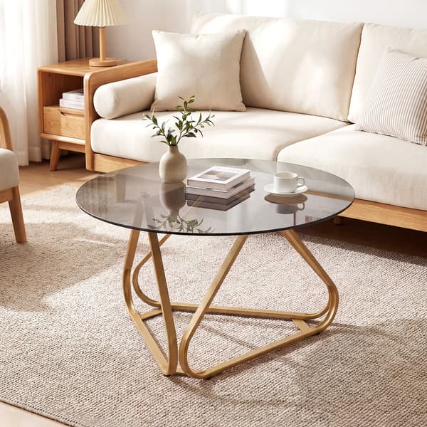 Rund sofabord Ø80 cm guld/sort