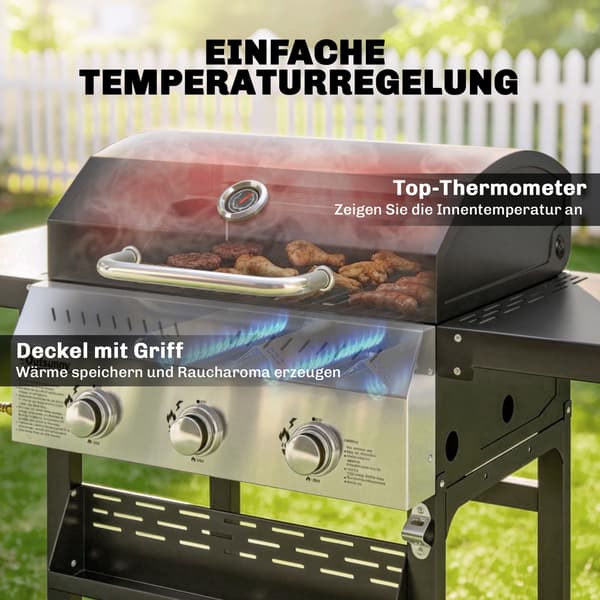 Gasgrill 123x57x102 cm Sort Rustfrit Stål