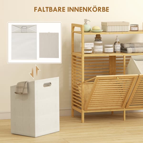 Pyykkihylly 82x33x88 cm luonnonvärinen bambu