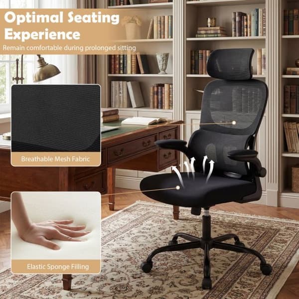 Kontorstol, 72x72x116-126 cm, Sort, Ergonomisk