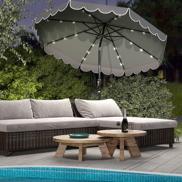 Parasol med LED-belysning Ø307x253 cm grå