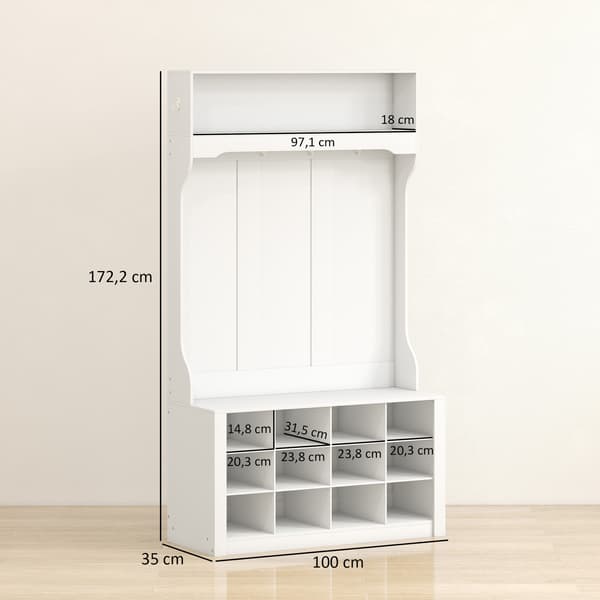 Entréstander, 100x35x172,2 cm, Hvid, MDF