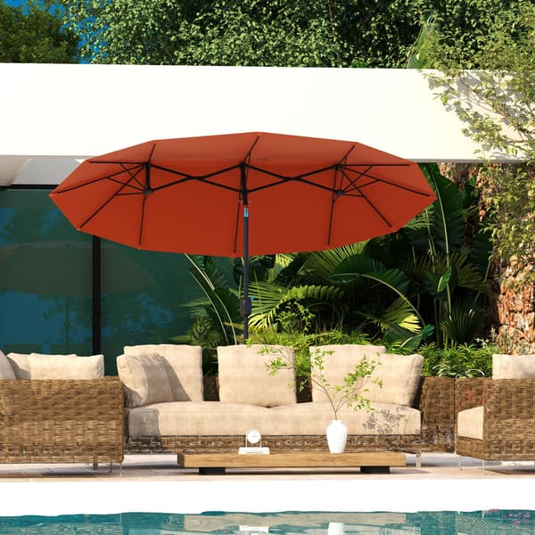 Parasoll 295x152 cm Röd, polyester, justerbar