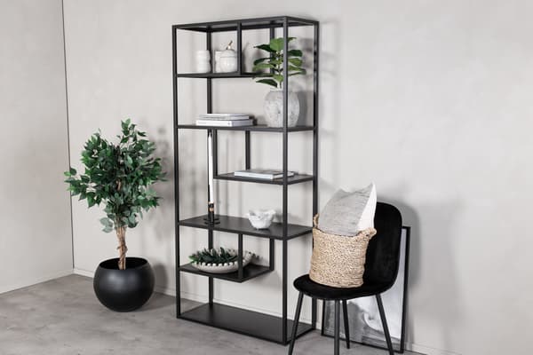 Bogreol 85x35x188 cm Sort Stål