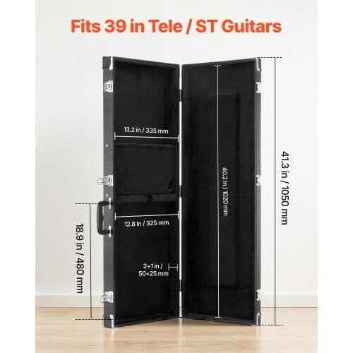Elektrisk guitar hardcase 105x35x11 cm sort