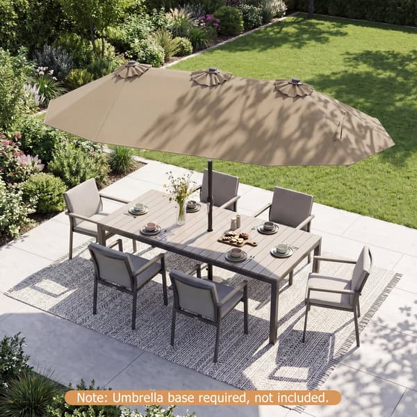 Terrasseparasol 305x161x219 cm Brun Polyesterstof