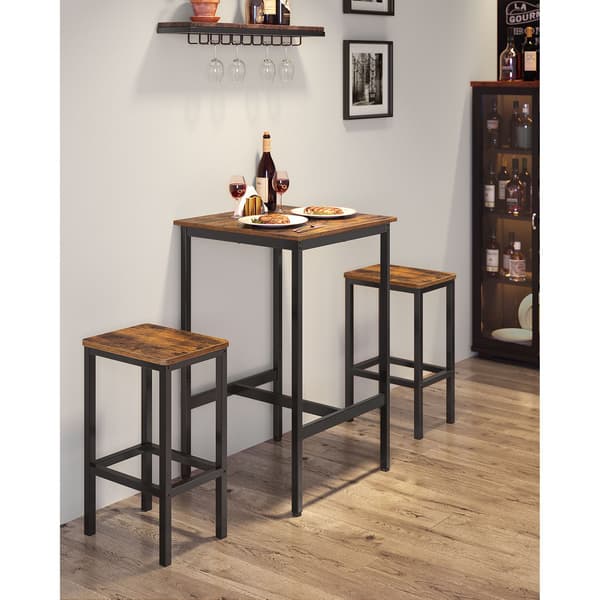 Barbord Set 60x60x92 cm Rustik Brun Stål