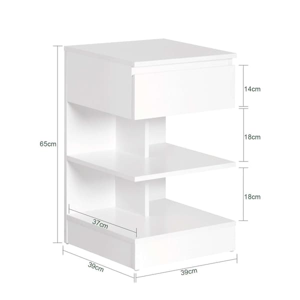 Sängbord Set, 39x39x65 cm, Vit, Förvaring
