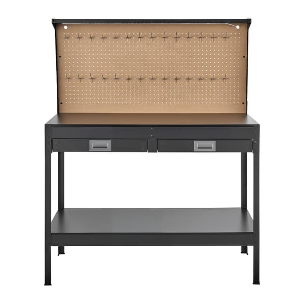 Arbejdsbord 150x61x120 cm hårdttræ opbevaring