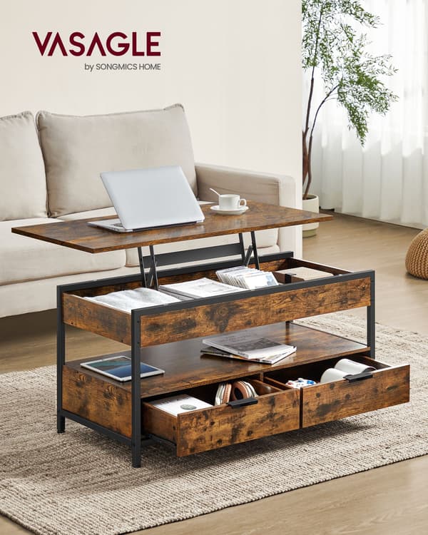 Sofabord 100x50x48 cm Brun Sort opbevaring