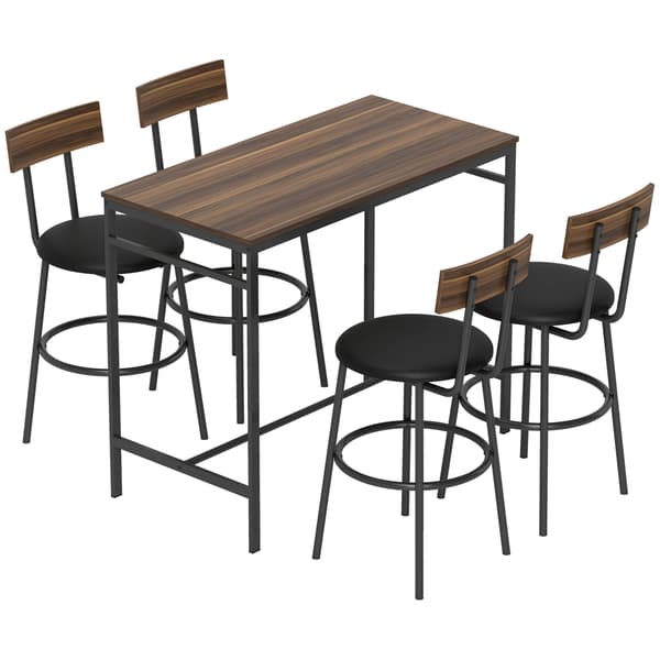 Bordbar sæt, 5-dele, 110x55x90 cm, brun, træ, stål