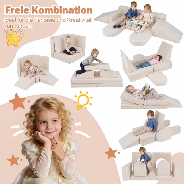 Modulaarinen leikkisohva 10-osainen setti beige