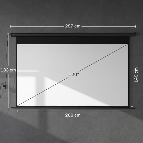 Projektorskærm 16:9 266x149 cm sort