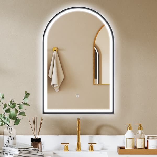 LED badeværelsesspejl 60x90 cm sort