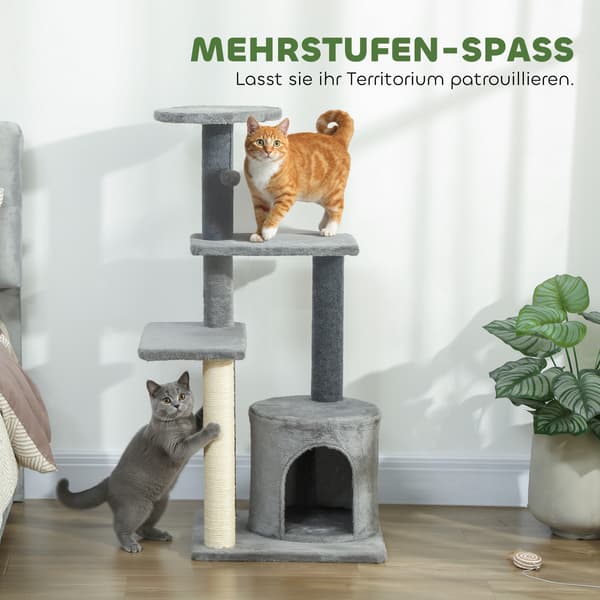 Kattträd 45x40x103 cm Grå Sisal