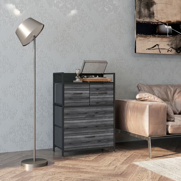 Kommode, 4 stofskuffer, 60x29x85 cm, sort, opbevaring