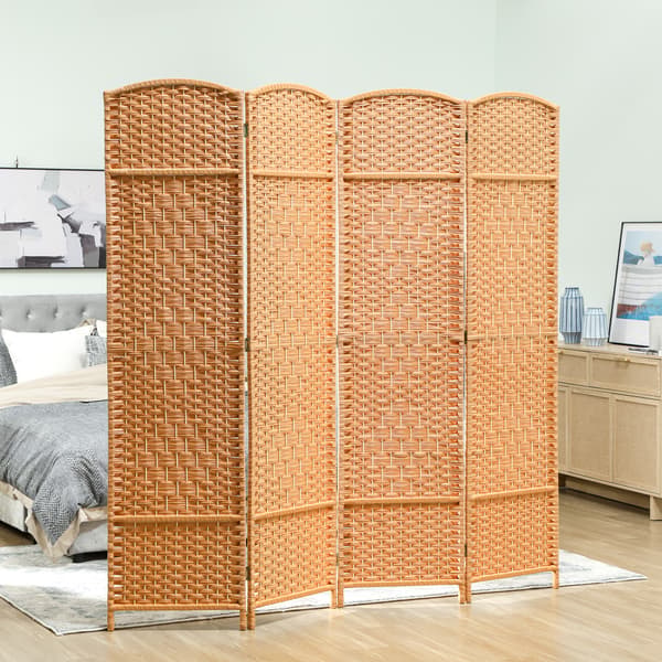 Rumdeler 4-panel foldeskærm 180x1,7x180 cm brun træ