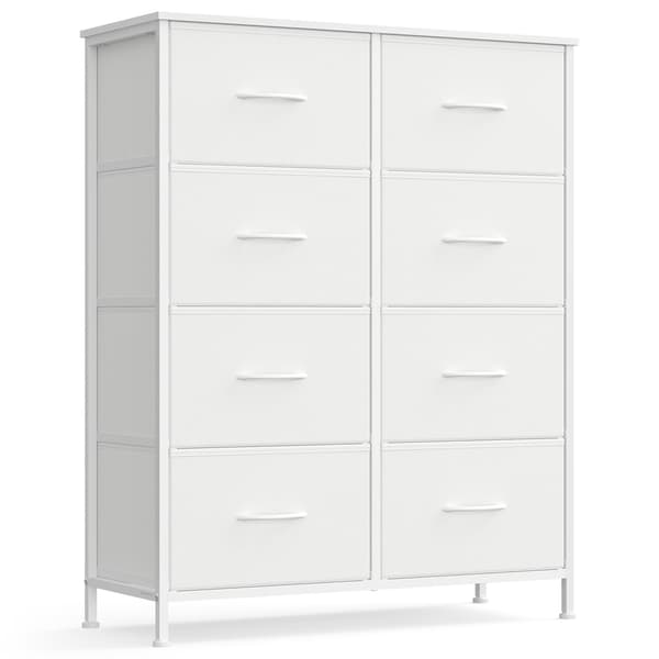 Byrå 76,7x30x95,2 cm Vit Stål MDF Tyg Förvaring