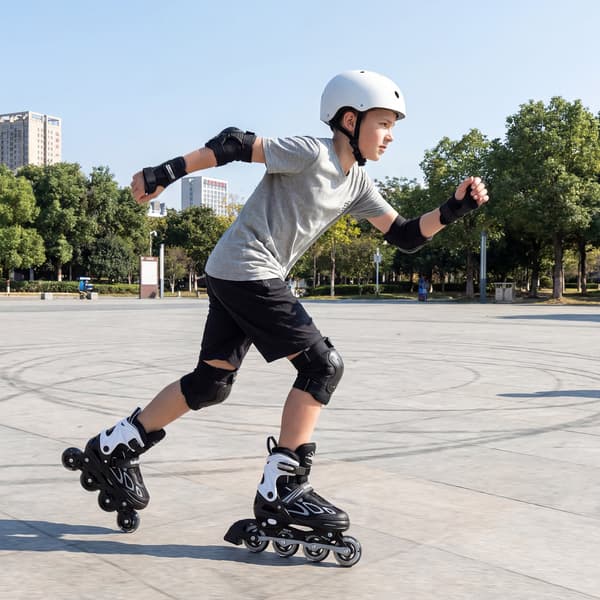 Justerbare Inline Rulleskøjter til Børn 4 Størrelser Sort
