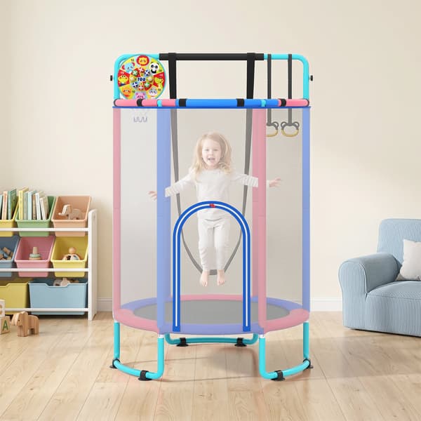Børnetrampolin 6-i-1 140x140x214 cm lilla