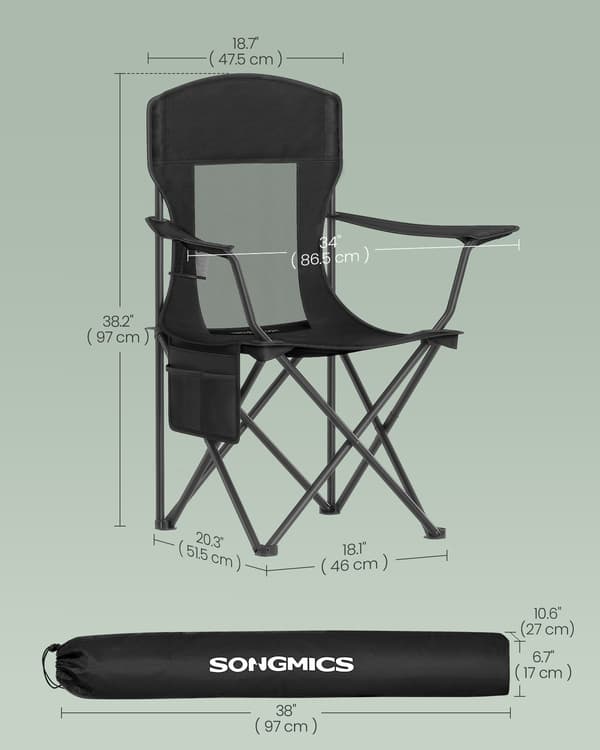 Campingstol 97x86,5x51,5 cm Sort Jern