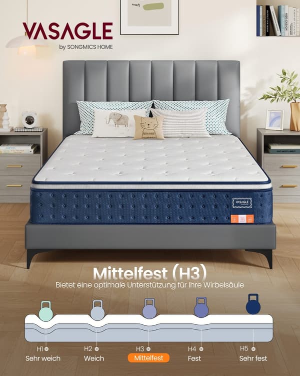 Madrass 90x200x25 cm Blå, Gel Memory Foam