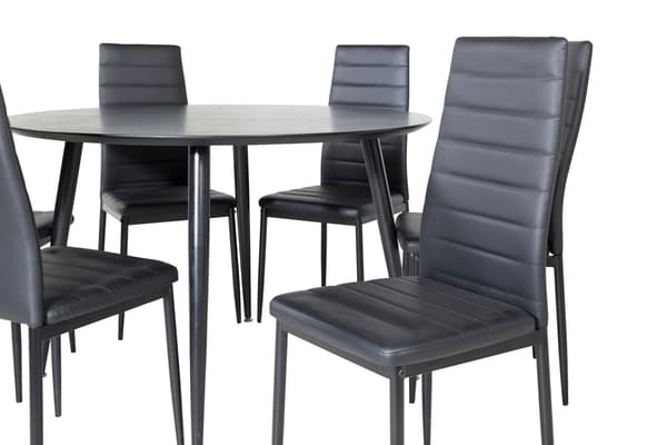 Spisebord og stole sæt 115 cm sort