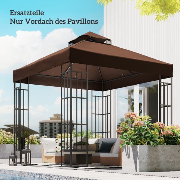 Pavillon erstatningsdug, 300x300 cm, brun, polyester