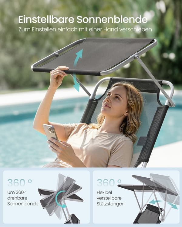 Solstol 189x53x28,5 cm Sort