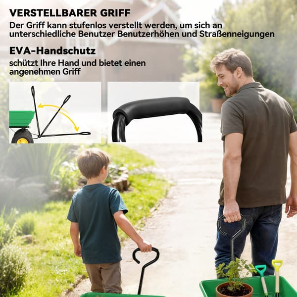 Havevogn 109x52x94 cm Grøn, plast