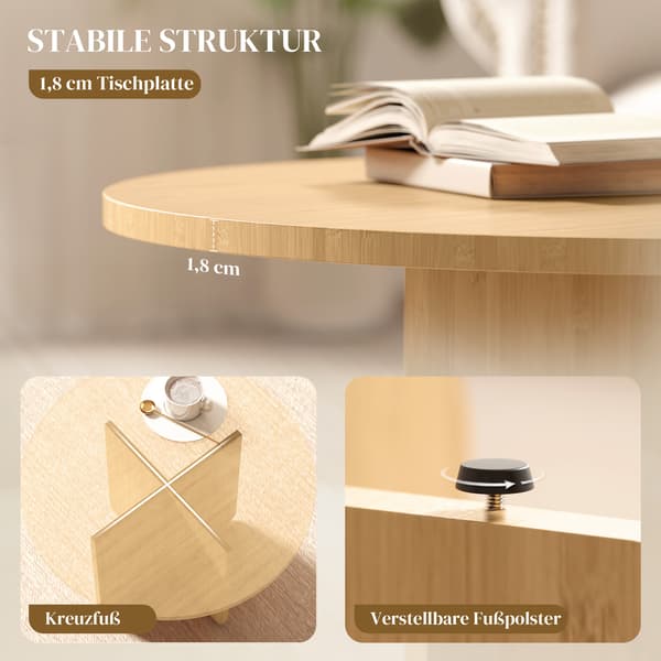 Soffbord, 66x66x45 cm, Natur, Bambu